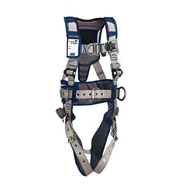 Front Large Aluminum Back & Side D-Rings 3M DBI-SALA 1112572 ExoFit STRATA Blue/Gray TB Leg Straps with Sewn in Hip Pad & Belt Front Large Aluminum Back & Side D-Rings 3M DBI-SALA 1112572 ExoFit STRATA Blue/Gray TB Leg Straps with Sewn in Hip Pad & Belt